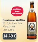 Weißbier im Angebot bei GetränkeLand Mayer in Bautzen Weißbier Angebote von Franziskaner bei GetränkeLand Mayer Bautzen für 14,49 €