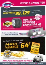 Catalogue Profil Plus à Villeneuve-la-Garenne, avec 1 pages Prospectus Profil Plus à Villeneuve-la-Garenne, "Pneus & Entretien", 1 pages, 31/08/2020 - 26/09/2020