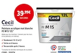 Peinture acrylique mat blanche PE M15 12L - Cecil en promo chez Screwfix Peinture acrylique mat blanche PE M15 12L - Cecil dans le catalogue Screwfix