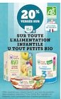 20% versés sur ma Carte U sur toute l'alimentation infantile U Tout Petits Bio - U Tout Petits en promo chez Super U 20% versés sur ma Carte U sur toute l'alimentation infantile U Tout Petits Bio - U Tout Petits dans le catalogue Super U