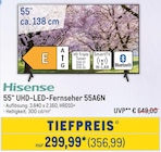 55“ UHD-LED-Fernseher 55A6N Angebote von Hisense bei Metro Freiburg für 356,99 €