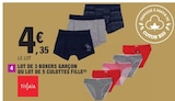 Lot de 3 boxers garçon ou lot de 5 culottes fille - Tissaia dans le catalogue E.Leclerc