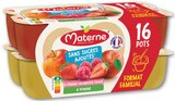 Compotes coupelles sans sucres ajoutés pomme, pomme framboise fraise - MATERNE dans le catalogue Intermarché Super