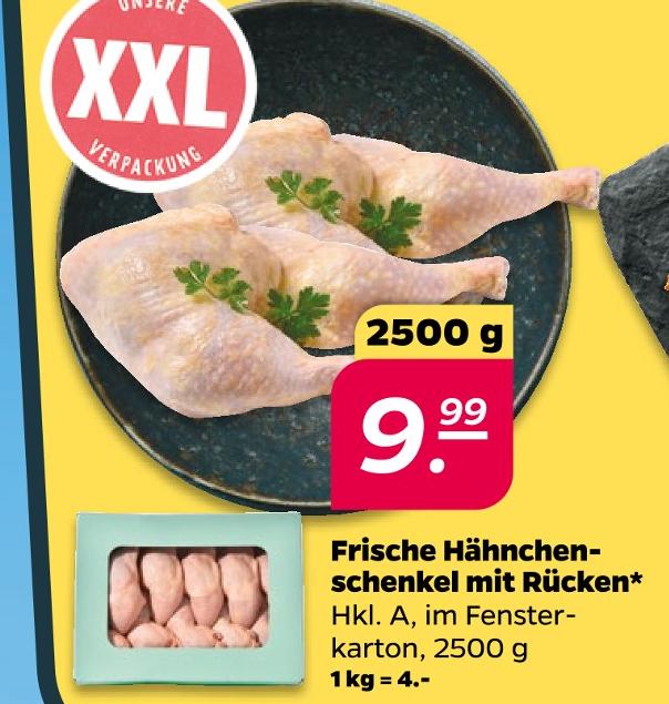 Frische Hähnchenschenkel mit Rücken