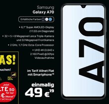 Smartphone Galaxy A70 bei Telekom Partner Tönisvorst in Nettetal Smartphone Galaxy A70 im Angebot bei Telekom Partner Tönisvorst Nettetal für 49,00 €