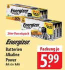 Batterien Alkaline Power AA Angebote von Energizer bei famila Nordost Lüneburg für 5,99 €