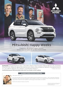 Aktueller Mitsubishi Prospekt "Mitsubishi Happy Weeks" Seite 1 von 1 Seite für Hofkirchen