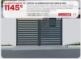 Portail Aluminium Battant Merlin Gris en promo chez Gedimat Portail Aluminium Battant Merlin Gris dans le catalogue Gedimat