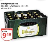 Stubbi Pils im Angebot bei GLOBUS in Ludwigshafen Stubbi Pils Angebote von Bitburger bei GLOBUS Ludwigshafen für 9,49 €