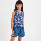 Blouse sans manches bleu fille en promo chez La Halle Blouse sans manches bleu fille dans le catalogue La Halle