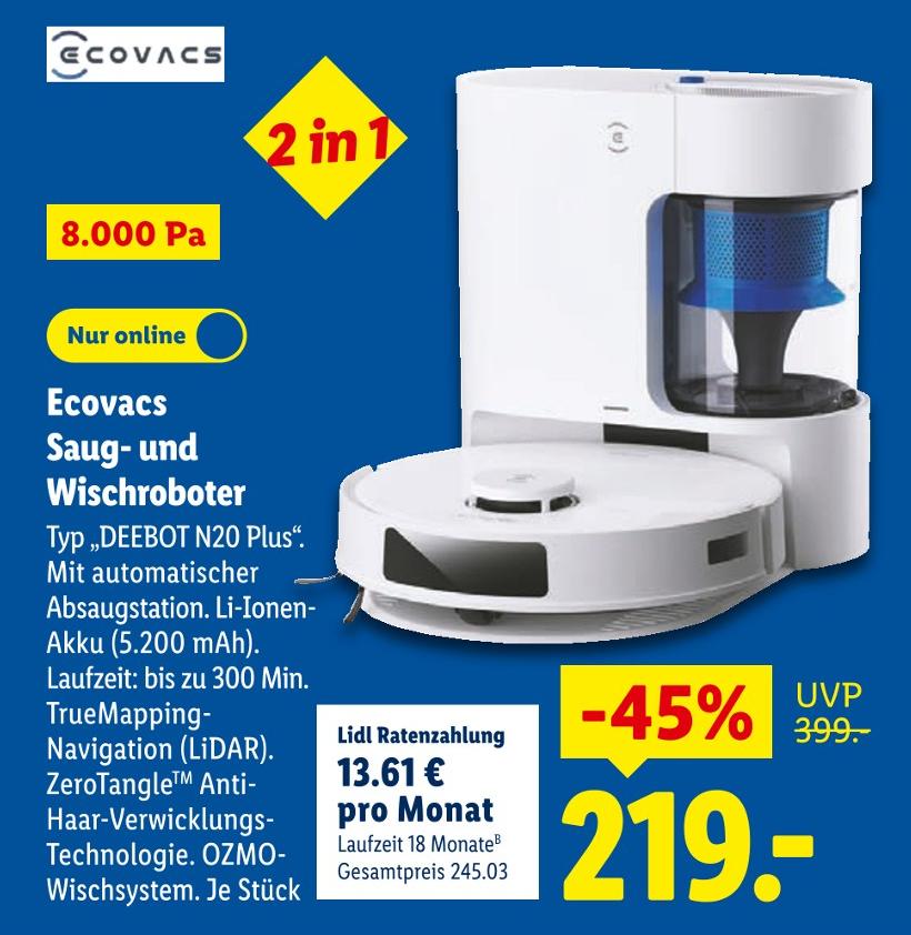 Saug- und Wischroboter Typ „DEEBOT N20 Plus“