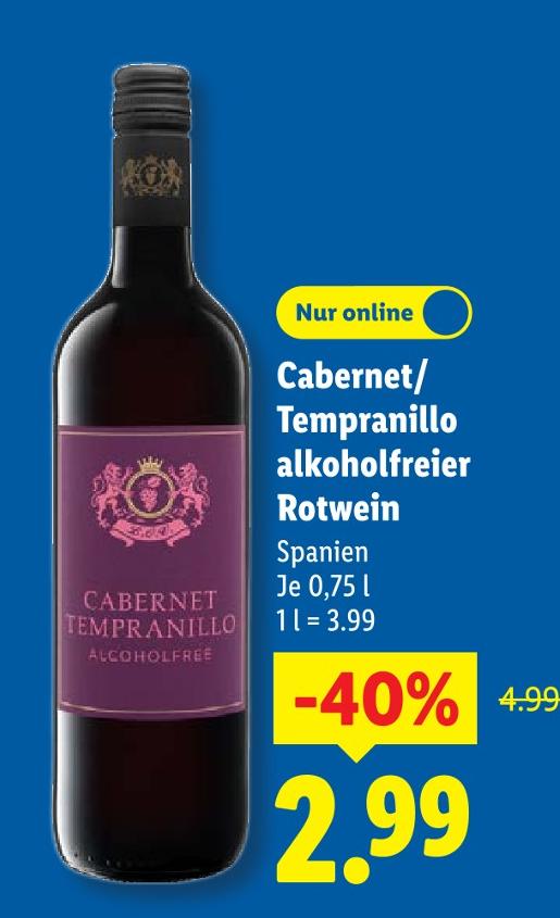 Cabernet/Tempranillo alkoholfreier Rotwein