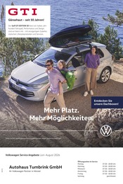 Volkswagen Werkstatt & Auto Prospekt der aktuellen Woche mit 1 Seite, gültig von 01.06.2026 bis 31.08.2026, in Hörstel und Umgebung Aktueller Volkswagen Werkstatt & Auto Prospekt in Hörstel und Umgebung, "Mehr Platz. Mehr Möglichkeiten." mit 1 Seite, 01.06.2026 - 31.08.2026