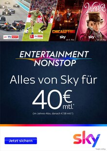 Fernseher im Sky Prospekt "ENTERTAINMENT NONSTOP" mit 4 Seiten (Würzburg)