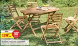Set repas pliant bois 4 personnes en promo chez Intermarché Hyper Antibes à 129,99 €