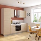 Promo Cuisine complète All in Carla imitation chêne L. 255 cm avec électroménager à 1 449,00 € dans le catalogue Castorama à Coignières