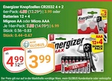 Knopfzellen CR2032 4 + 2 im Angebot bei GLOBUS in Gera Knopfzellen CR2032 4 + 2 Angebote von Energizer bei GLOBUS Gera für 3,99 €