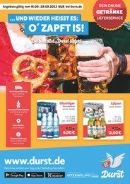 Durst.de Prospekt für Rostock mit 2 Seiten Durst.de Prospekt für Rostock: "… UND WIEDER HEISST ES: O' ZAPFT IS!", 2 Seiten, 16.09.2023 - 29.09.2023