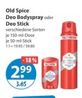 Deo Bodyspray or Deo Stick von Old Spice im aktuellen V-Markt Prospekt für 2,99 €