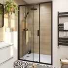 Porte de douche coulissante l. 120 x H. 195 cm, profilés alu noir mat, GoodHome Ledava en promo chez Castorama Versailles à 239,00 €