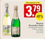 Deutscher Sekt im Angebot bei WEZ in Löhne Deutscher Sekt Angebote von Mumm bei WEZ Löhne für 3,79 €
