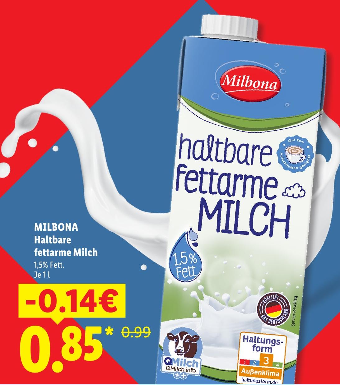 Haltbare fettarme Milch