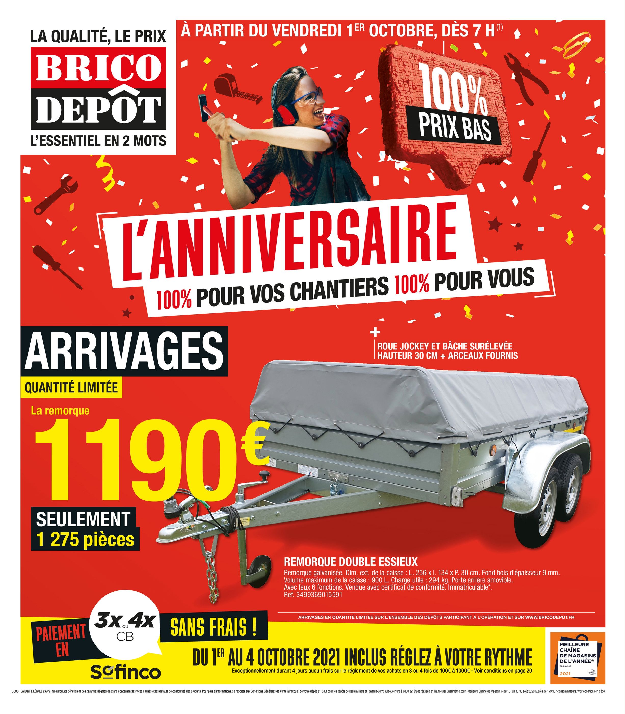 Catalogue Brico Dépôt à Villars-en-Pons, avec 20 pages Prospectus Brico Dépôt à Villars-en-Pons, "L'anniversaire, 100% pour vos chantiers, 100% pour vous", 20 pages, 01/10/2021 - 21/10/2021