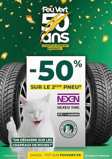 Feu Vert Catalogue "-50% sur le 2ème pneu", 4 pages, Vandœuvre-lès-Nancy,  05/01/2022 - 01/02/2022