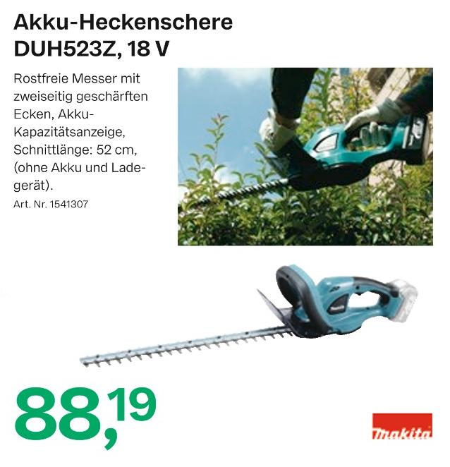 BayWa Sonthofen - Akku-Heckenschere DUH523Z Akku-Heckenschere DUH523Z Angebot bei BayWa Sonthofen im Prospekt Den Garten im Herbst aktiv gestalten!