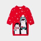 Robe pull de Noël motif pingouin rouge bébé fille à 17,99 € dans le catalogue La Halle