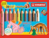 10 crayons woody 3 in 1 + taille-crayon - Stabilo dans le catalogue Intermarché Hyper