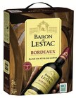 AOP Bordeaux Rouge - BARON DE LESTAC en promo chez Intermarché Super Bordeaux à 9,72 €