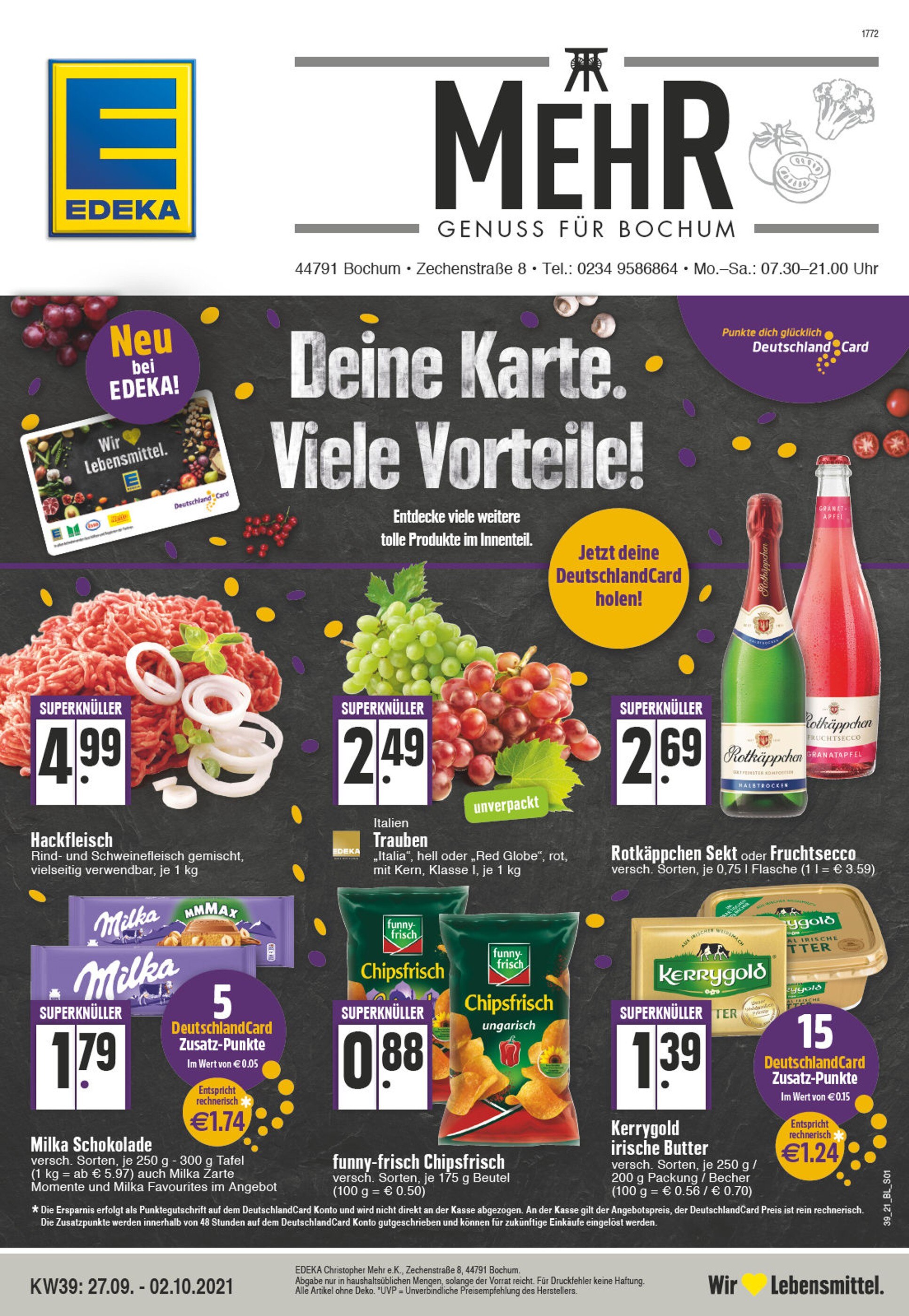 EDEKA Prospekt für Bochum mit 32 Seiten EDEKA Prospekt für Bochum: "Aktuelle Angebote", 32 Seiten, 27.09.2021 - 02.10.2021