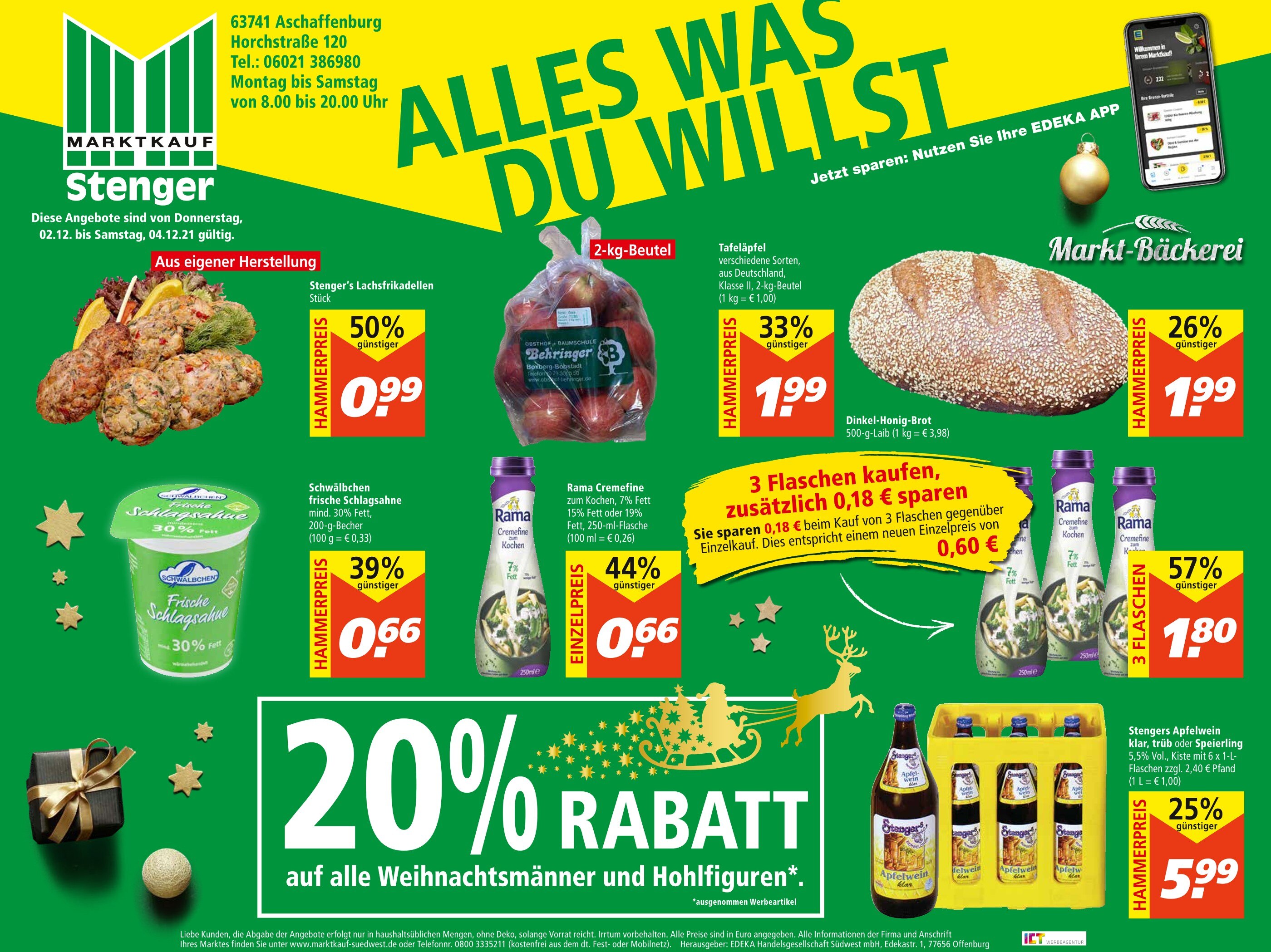 Marktkauf Prospekt für Hanau mit 1 Seite Marktkauf Prospekt für Hanau: "Top Angebote", 1 Seite, 02.12.2021 - 04.12.2021