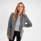 Manteau mi-long cintré zippé col montant gris foncé femme en promo chez La Halle Lille à 27,99 €