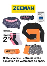 Prospectus Zeeman "Cette semaine : notre nouvelle collection de vêtements de sport.", 11 pages, 06/08/2022 - 12/08/2022