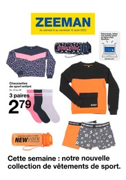 Catalogue Zeeman "Cette semaine : notre nouvelle collection de vêtements de sport.", 11 pages, 06/08/2022 - 12/08/2022 Prospectus Zeeman "Cette semaine : notre nouvelle collection de vêtements de sport.", 11 pages, 06/08/2022 - 12/08/2022