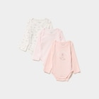 Lot 3 bodies US coton manches longues rose clair bébé à La Halle dans La Motte-d'Aveillans