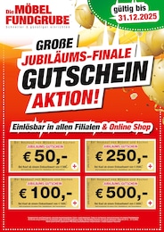 Aktueller Die Möbelfundgrube Möbel & Einrichtung Prospekt für Ensheim: GUTSCHEIN AKTION! mit 1} Seite, 24.12.2025 - 31.12.2025