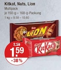 Kitkat, Nuts, Lion Multipack von Kitkat, Nuts, Lion im aktuellen V-Markt Prospekt für 1,59 €