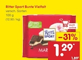 Bunte Vielfalt im Angebot bei Netto Marken-Discount in Kamen Bunte Vielfalt Angebote von Ritter Sport bei Netto Marken-Discount Kamen für 1,29 €