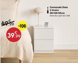 Commode Dolo 2 tiroirs en promo chez Maxi Bazar Clichy à 39,99 €