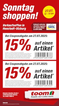 Aktueller toom Baumarkt Kisdorf Prospekt toom Baumarkt Kisdorf Prospekt "Sonntag shoppen!" mit 1 Seite