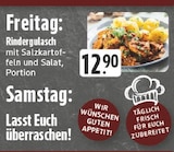Rindergulasch mit Salzkartoffeln und Salat Angebote bei E center Recklinghausen für 12,90 €