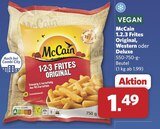 1.2.3 Frites Original, Western oder Deluxe im Angebot bei combi in Osnabrück 1.2.3 Frites Original, Western oder Deluxe Angebote von McCain bei combi Osnabrück für 1,49 €