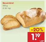 Bauernbrot im Angebot bei Netto Marken-Discount in Wermelskirchen Bauernbrot Angebote bei Netto Marken-Discount Wermelskirchen für 1,19 €