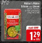 Grüne Schälerbsen im Angebot bei EDEKA in Rheine Grüne Schälerbsen Angebote von Müller's Mühle bei EDEKA Rheine für 1,29 €