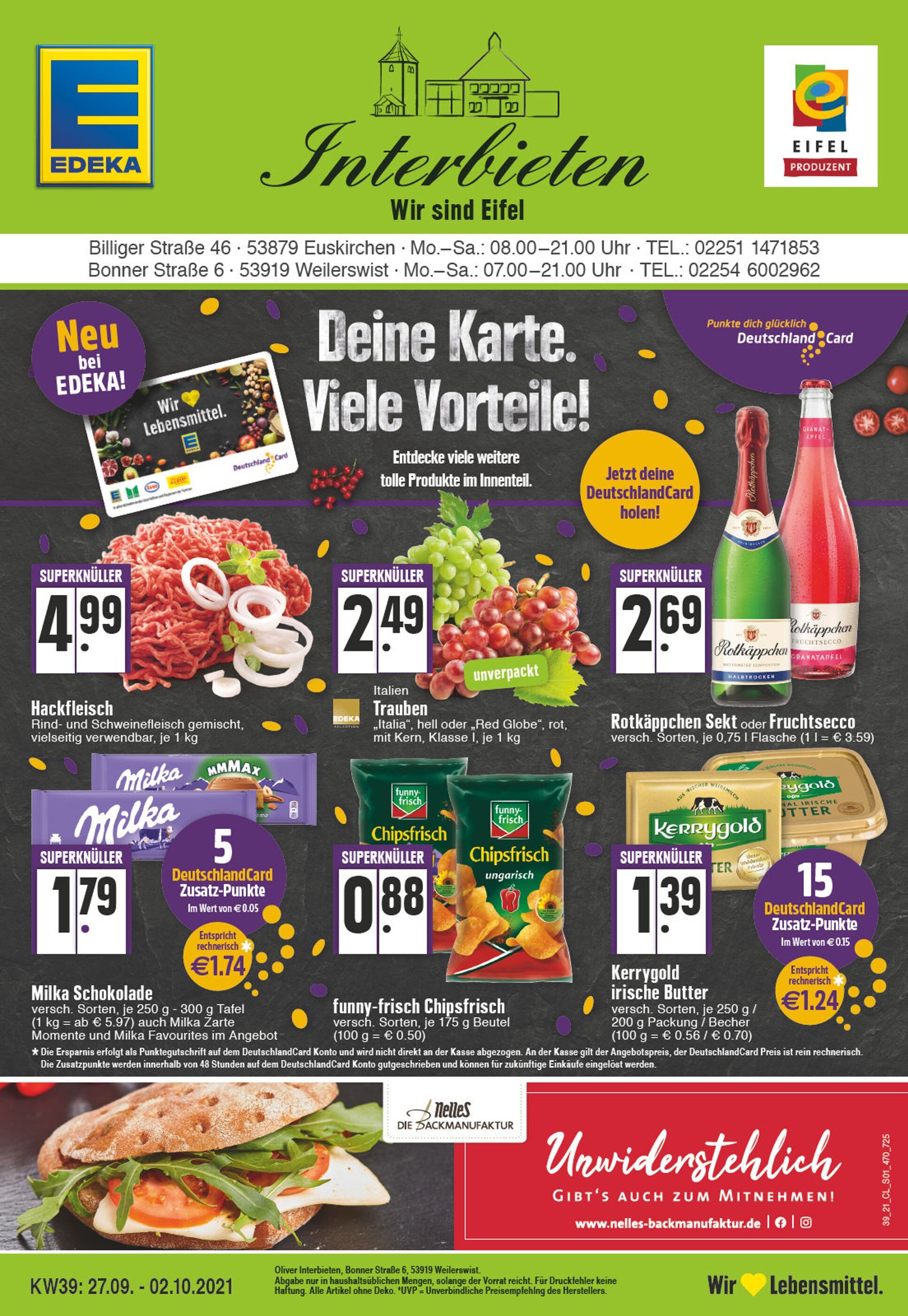 EDEKA Prospekt für Weilerswist mit 32 Seiten EDEKA Prospekt für Weilerswist: "Aktuelle Angebote", 32 Seiten, 27.09.2021 - 02.10.2021