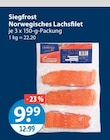 Norwegisches Lachsfilet im V-Markt Prospekt Norwegisches Lachsfilet von Siegfrost im aktuellen V-Markt Prospekt für 9,99 €