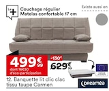 Banquette lit clic clac tissu taupe Carmen - DREAMÉA - But à Aulnay-sous-Bois Banquette lit clic clac tissu taupe Carmen - DREAMÉA en promo chez But Aulnay-sous-Bois à 499,99 €